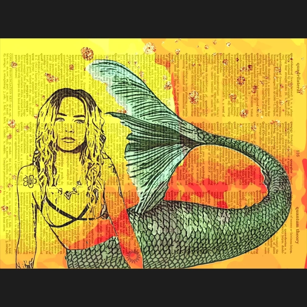 Sunset Mermaid Tropical Dictionary Art